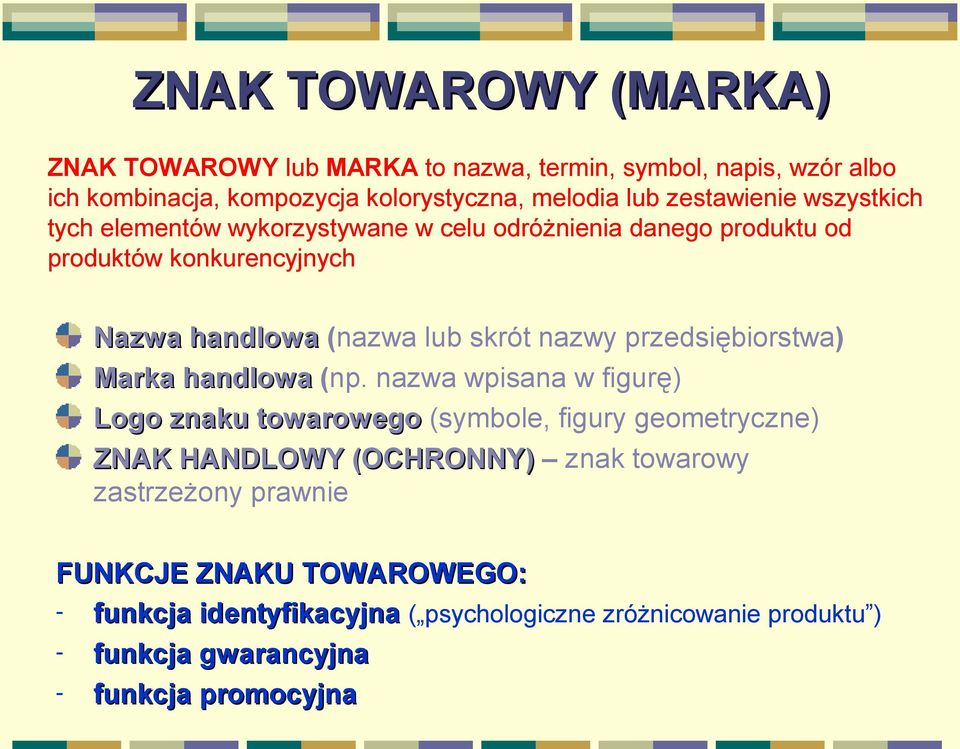 nazwy przedsiębiorstwa) Marka handlowa (np.