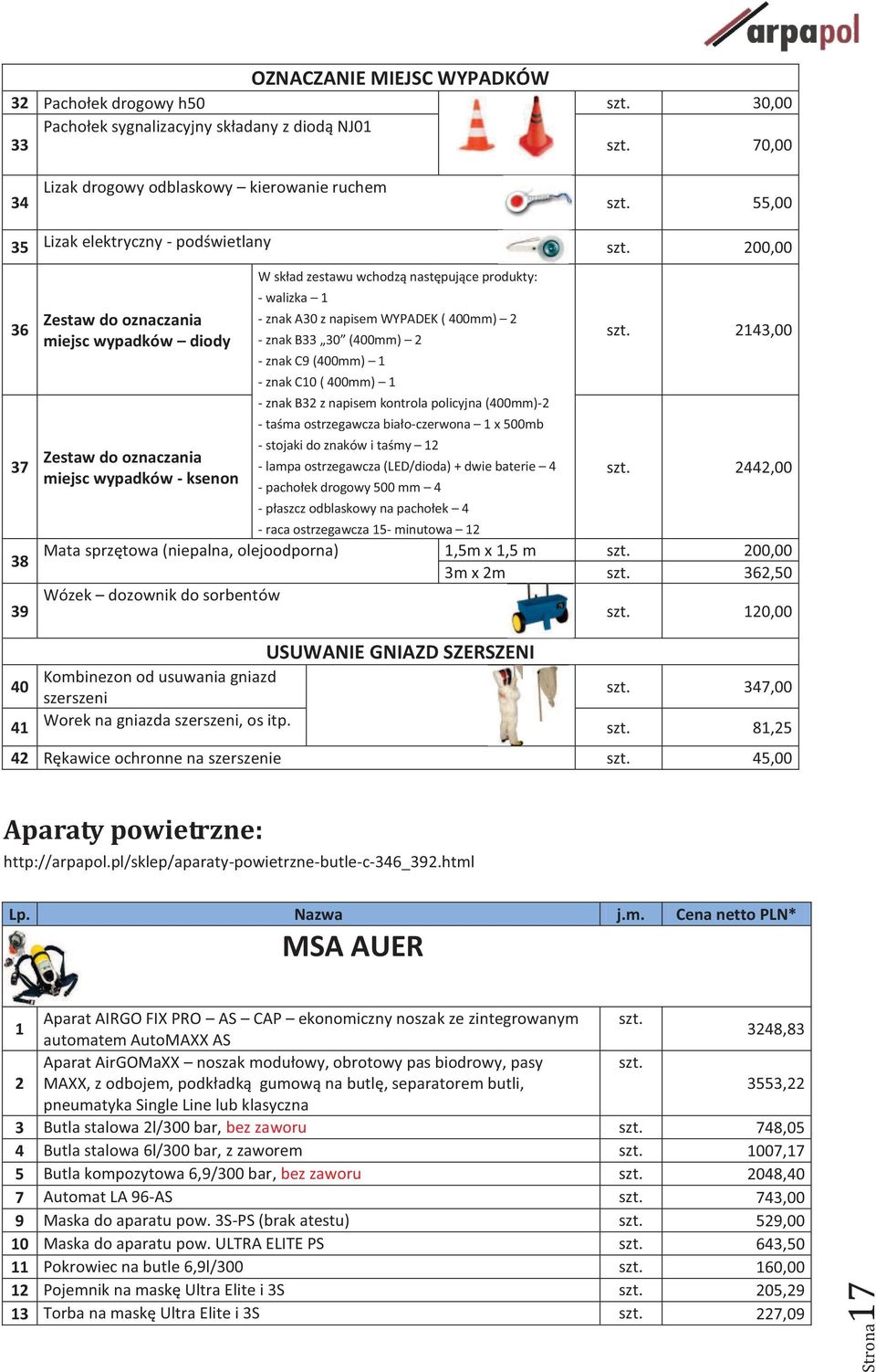 400mm) 2 - znak B33 30 (400mm) 2 - znak C9 (400mm) 1 - znak C10 ( 400mm) 1 - znak B32 z napisem kontrola policyjna (400mm)-2 - taśma ostrzegawcza biało-czerwona 1 x 500mb - stojaki do znaków i taśmy