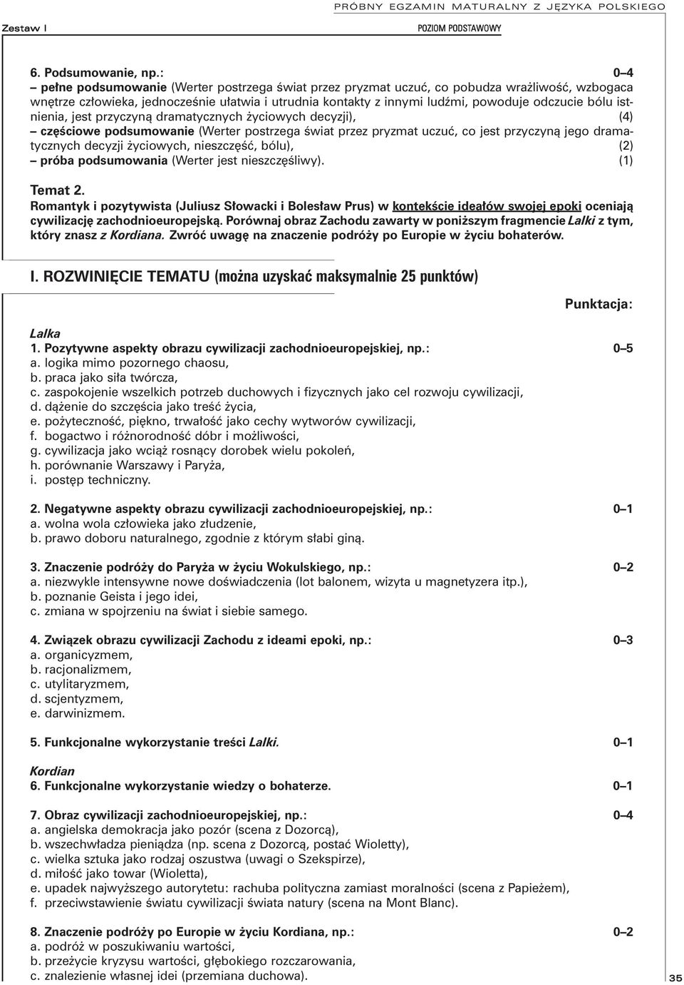 istnienia, jest przyczyną dramatycznych życiowych decyzji), (4) częściowe podsumowanie (Werter postrzega świat przez pryzmat uczuć, co jest przyczyną jego dramatycznych decyzji życiowych, nieszczęść,