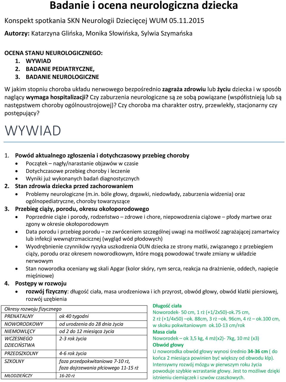 Czy zaburzenia neurologiczne są ze sobą powiązane (współistnieją lub są następstwem choroby ogólnoustrojowej)? Czy choroba ma charakter ostry, przewlekły, stacjonarny czy postępujący? WYWIAD 1.