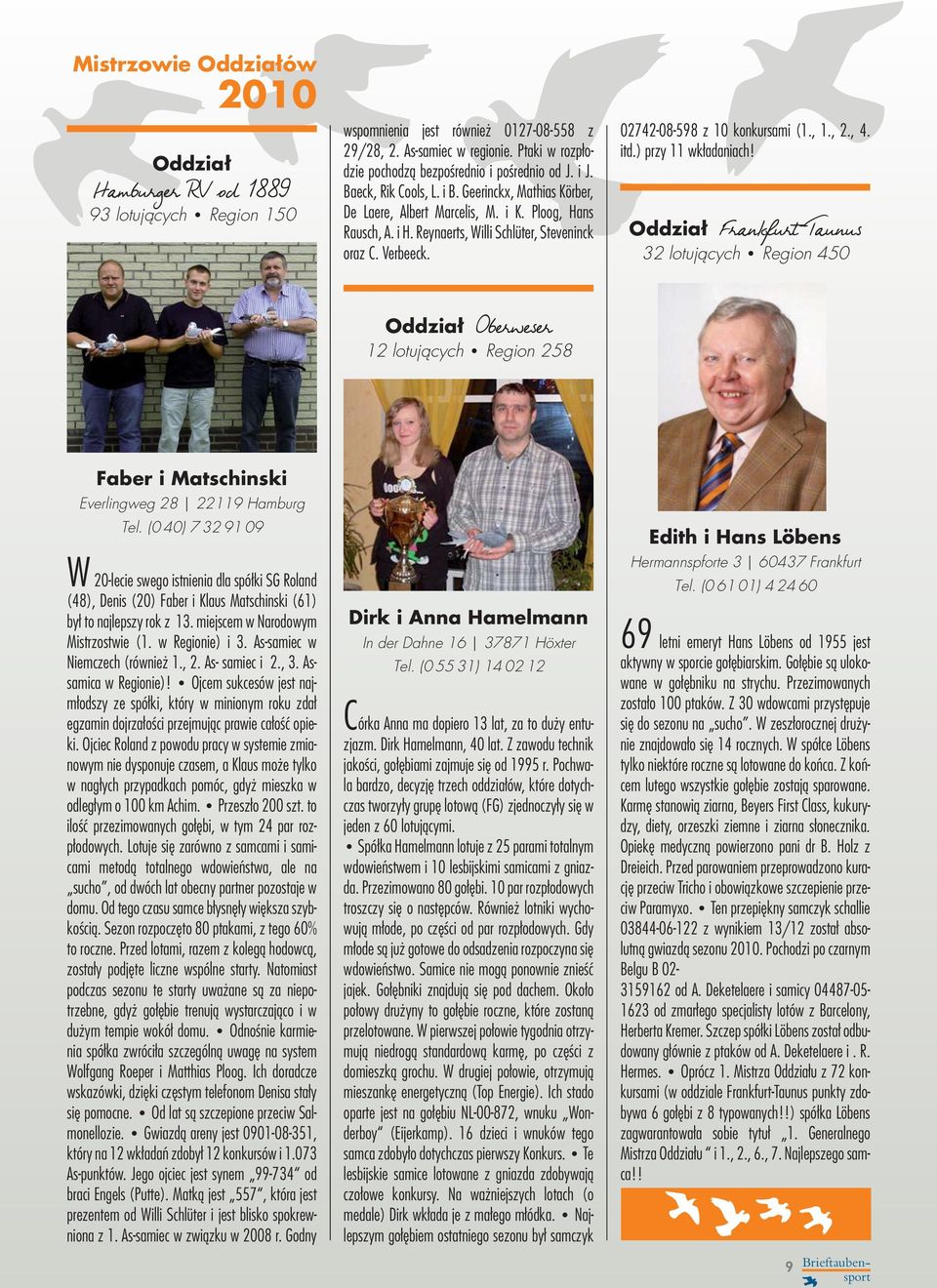 Reynaerts, Willi Schlüter, Steveninck oraz C. Verbeeck. 02742-08-598 z 10 konkursami (1., 1., 2., 4. itd.) przy 11 wkładaniach!