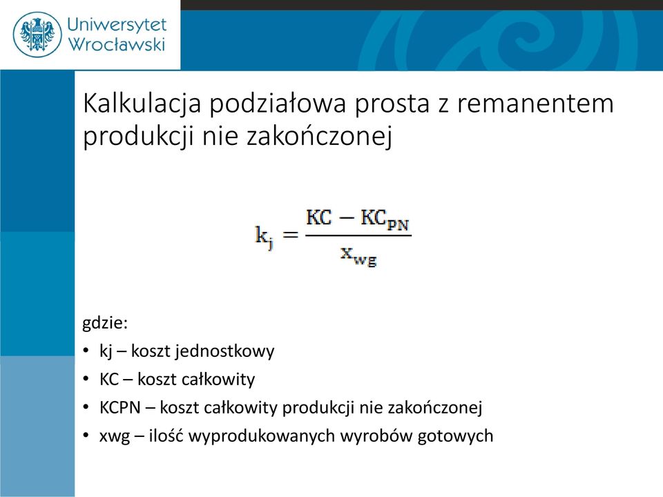 jednostkowy KC koszt całkowity KCPN koszt