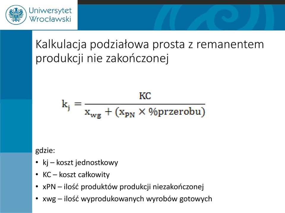 jednostkowy KC koszt całkowity xpn ilość produktów