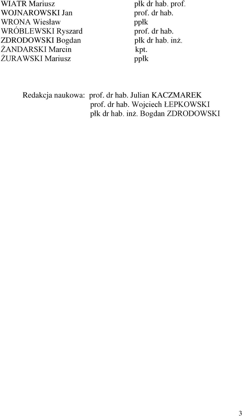 dr hab. płk dr hab. inż. kpt. ppłk Redakcja naukowa: prof. dr hab. Julian KACZMAREK prof.