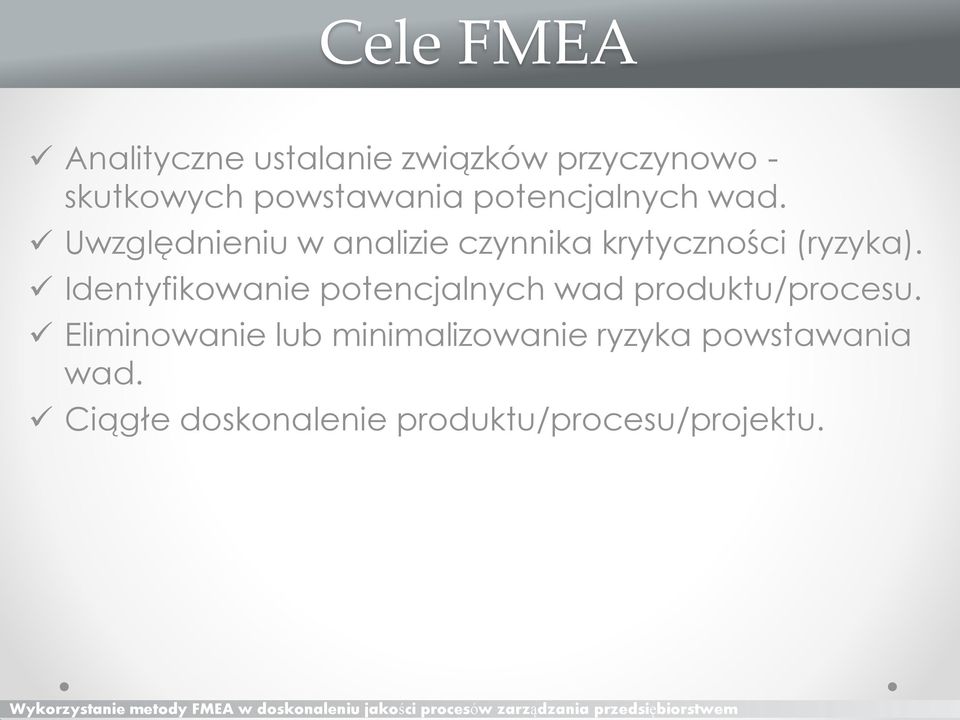 Identyfikowanie potencjalnych wad produktu/procesu.