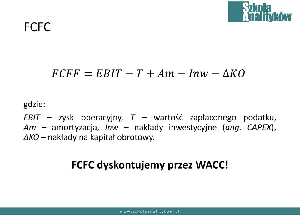 amortyzacja, Inw nakłady inwestycyjne (ang.