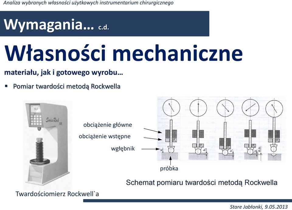 Pomiar twardości metodą Rockwella obciążenie główne