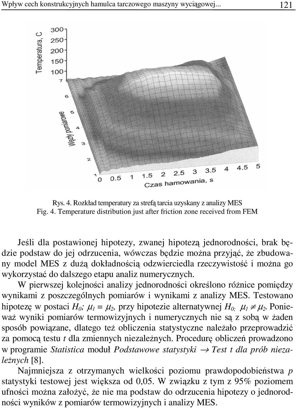 Temperature distribution just after friction zone received from FEM Jeśli dla postawionej hipotezy, zwanej hipotezą jednorodności, brak będzie podstaw do jej odrzucenia, wówczas będzie można przyjąć,