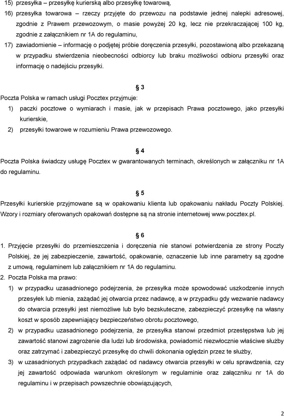 Regulamin świadczenia usługi Pocztex w obrocie krajowym Zasady ogólne - PDF  Darmowe pobieranie