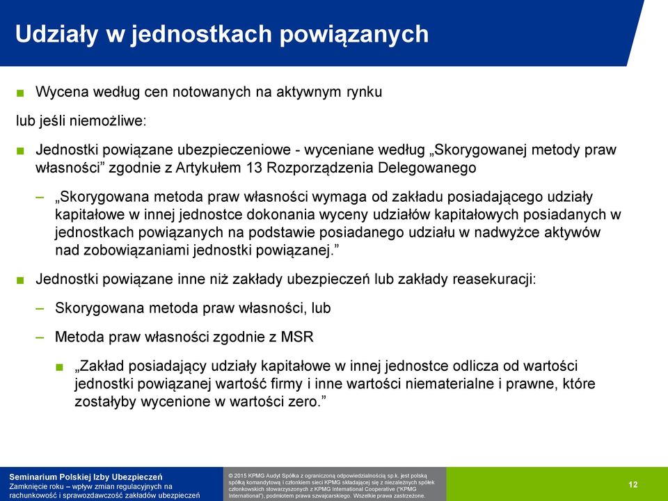 posiadanych w jednostkach powiązanych na podstawie posiadanego udziału w nadwyżce aktywów nad zobowiązaniami jednostki powiązanej.