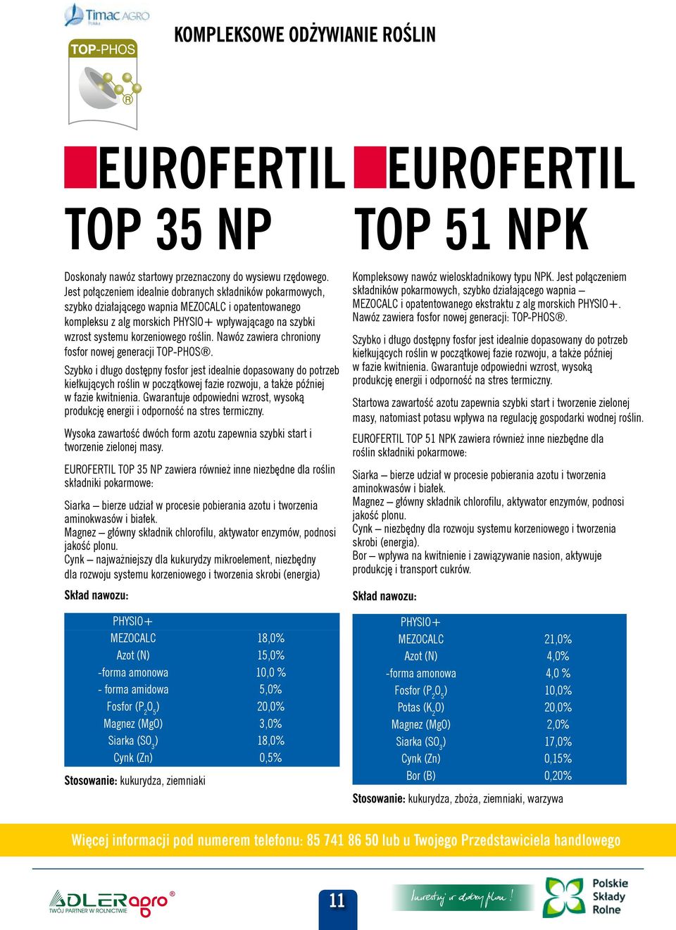roślin. Nawóz zawiera chroniony fosfor nowej generacji TOP-PHOS.