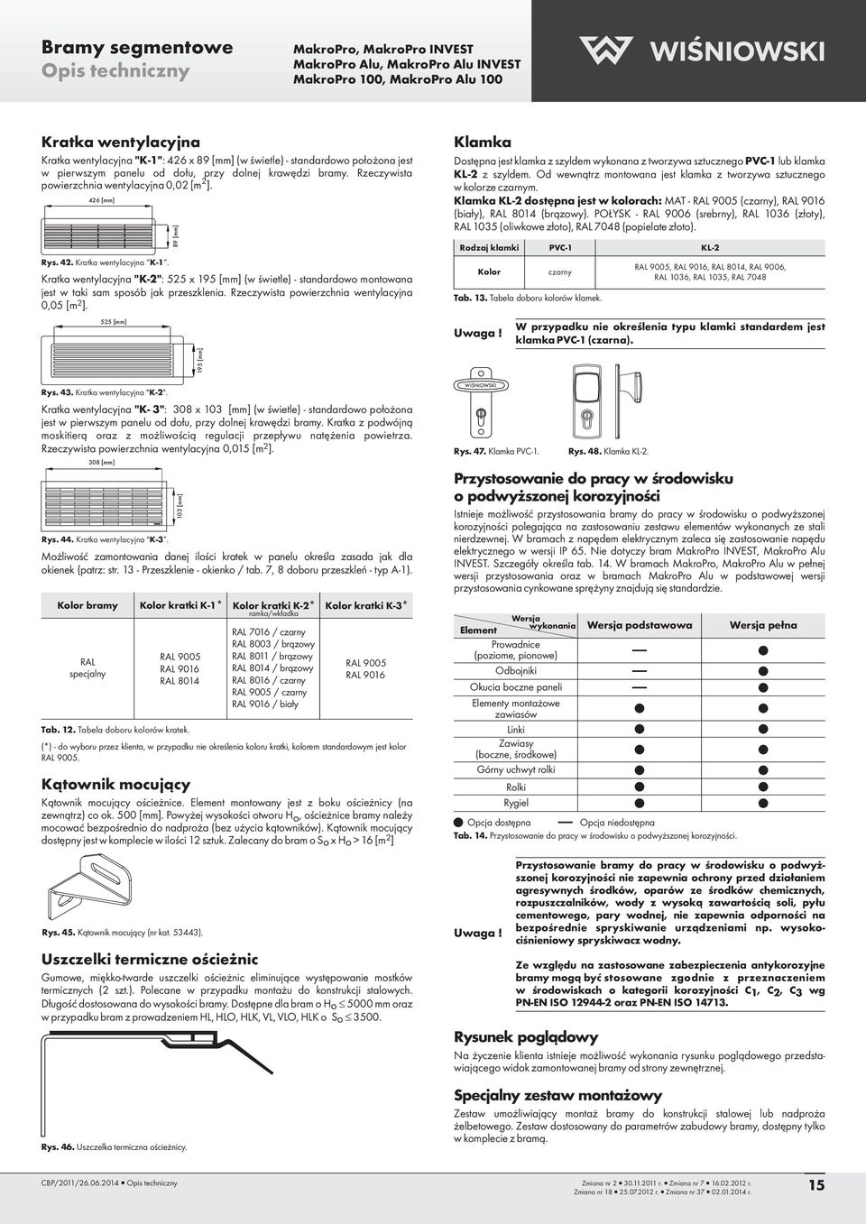 Kratka wentylacyjna " K-2". 89 [mm] Kratka wentylacyjna "K-2": 525 x 195 [mm] (w świetle) - standardowo montowana jest w taki sam sposób jak przeszklenia.