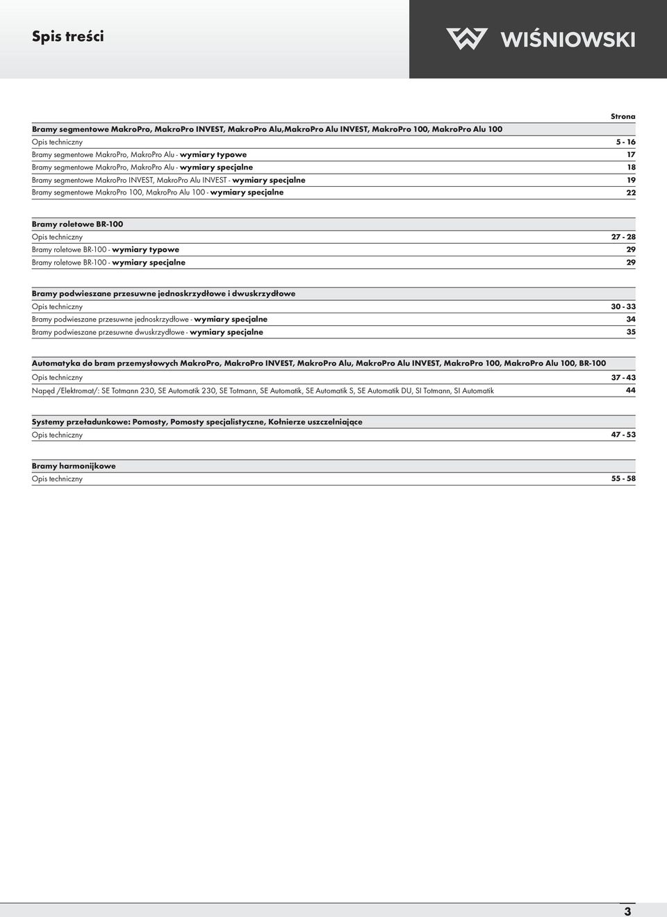 specjalne 22 Bramy roletowe BR-100 27-28 Bramy roletowe BR-100 - wymiary typowe 29 Bramy roletowe BR-100 - wymiary specjalne 29 Bramy podwieszane przesuwne jednoskrzydłowe i dwuskrzydłowe 30-33 Bramy