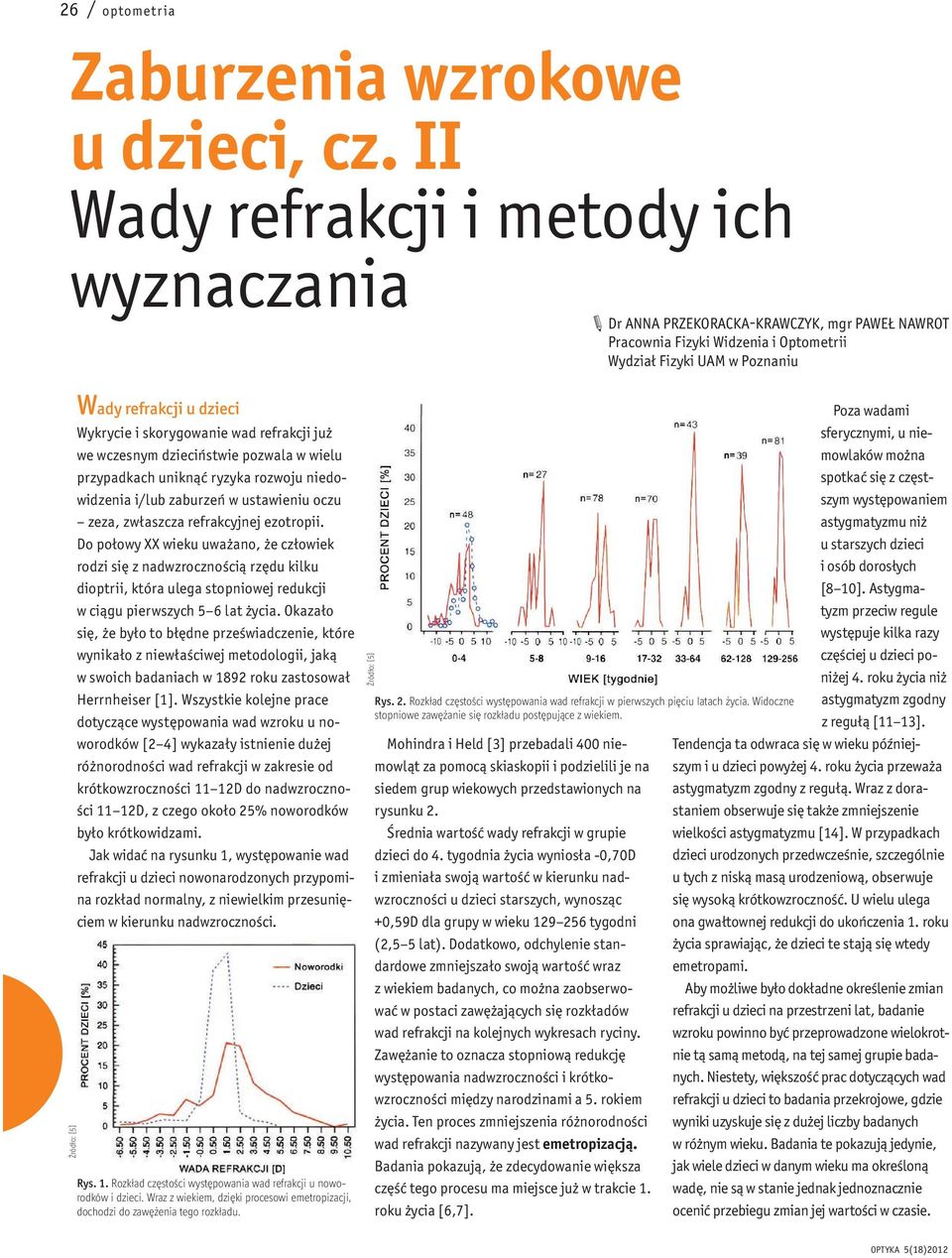 niedowidzenia i/lub zaburzeń w ustawieniu oczu zeza, zwłaszcza refrakcyjnej ezotropii.