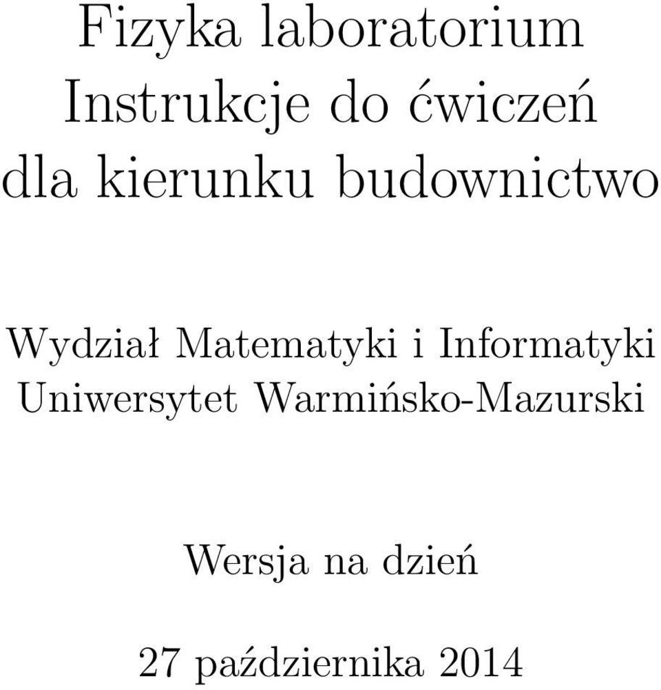 Matematyki i Informatyki Uniwersytet