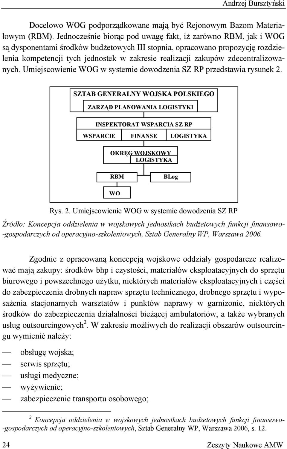 zakupów zdecentralizowanych. Umiejscowienie WOG w systemie dowodzenia SZ RP przedstawia rysunek 2.