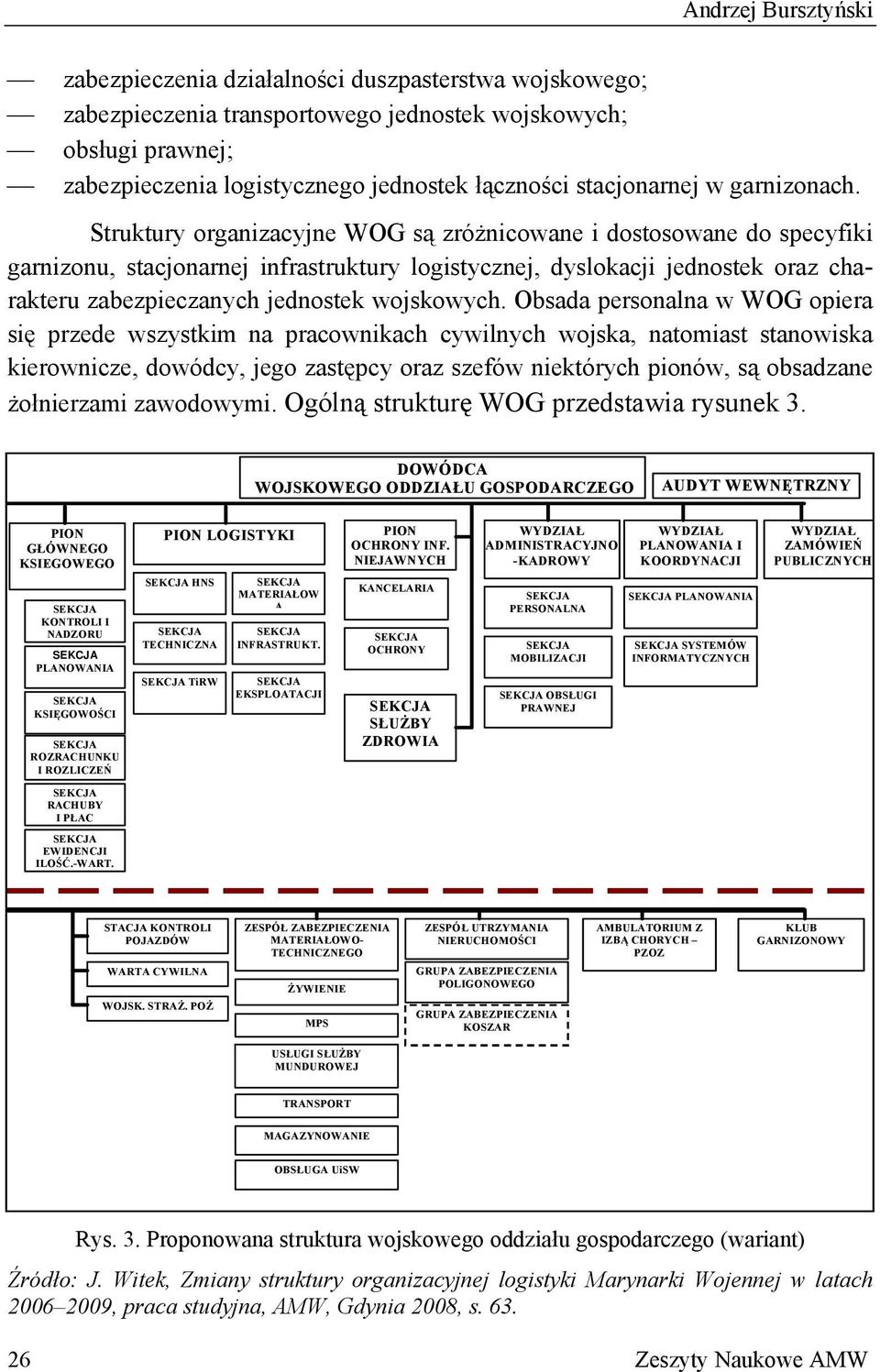 Struktury organizacyjne WOG są zróżnicowane i dostosowane do specyfiki garnizonu, stacjonarnej infrastruktury logistycznej, dyslokacji jednostek oraz charakteru zabezpieczanych jednostek wojskowych.