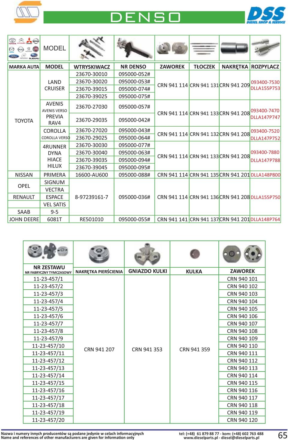23670-27020 095000-043# 093400-7520 CRN 941 114 CRN 941 132CRN 941 208 COROLLA VERSO 23670-29025 095000-064# DLLA147P752 4RUNNER 23670-30030 095000-077# DYNA 23670-30040 095000-063# 093400-7880 CRN