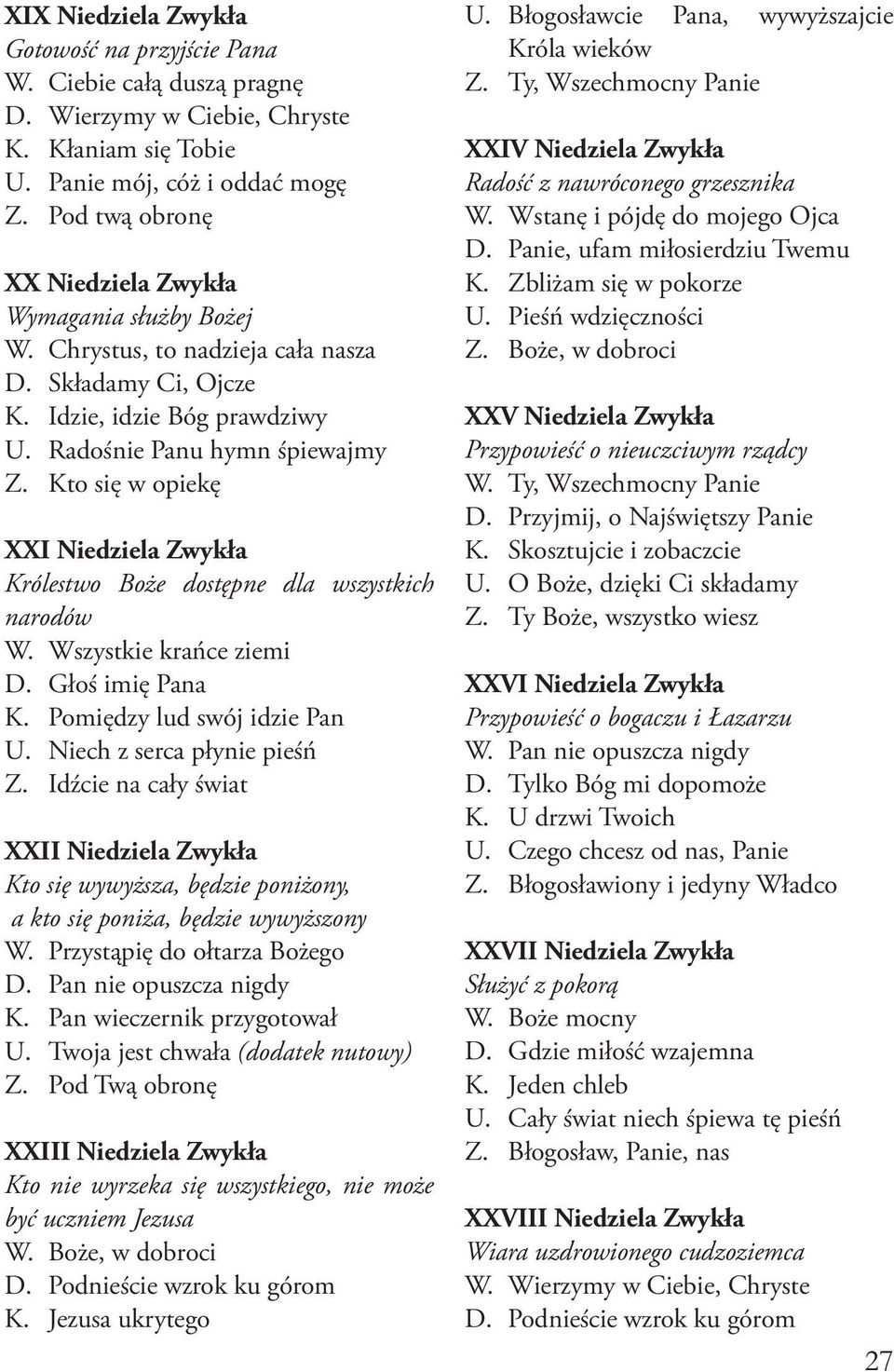 Kto się w opiekę XXI Niedziela Zwykła Królestwo Boże dostępne dla wszystkich narodów W. Wszystkie krańce ziemi D. Głoś imię Pana K. Pomiędzy lud swój idzie Pan U. Niech z serca płynie pieśń Z.