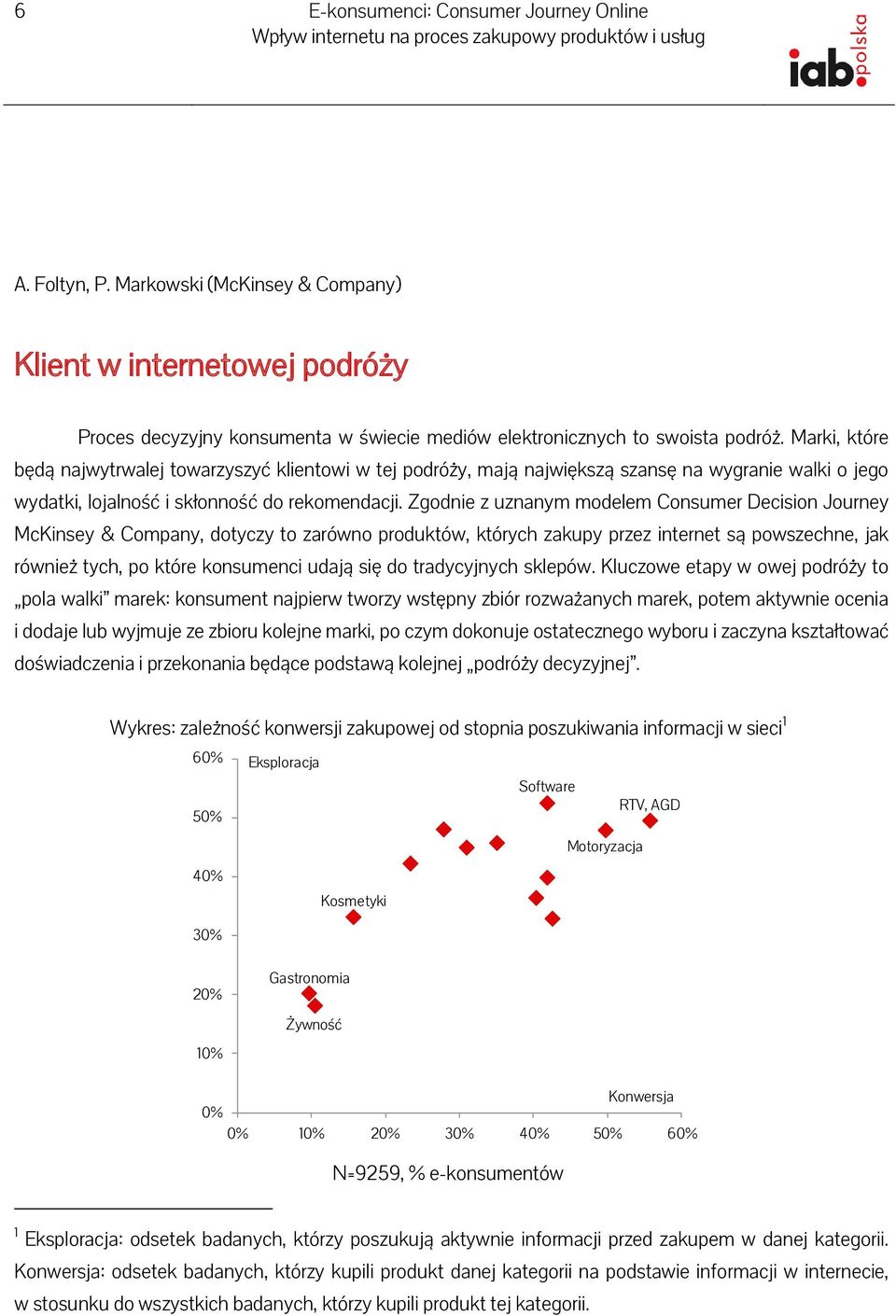 Zgodnie z uznanym modelem Consumer Decision Journey McKinsey & Company, dotyczy to zarówno produktów, których zakupy przez internet są powszechne, jak również tych, po które konsumenci udają się do