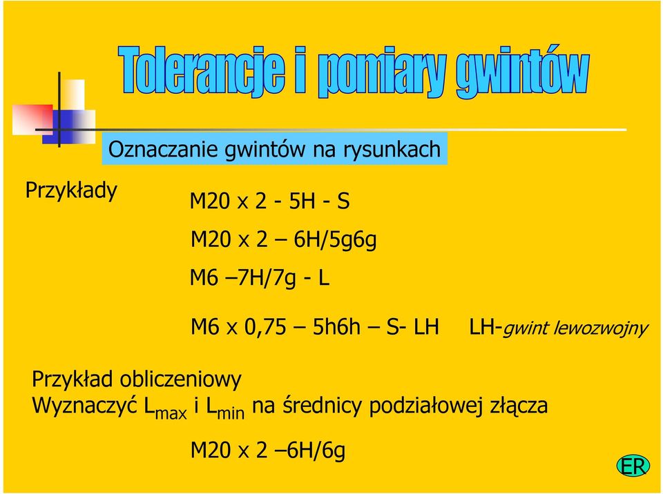 LH-gwint lewozwojny Przykład obliczeniowy Wyznaczyć