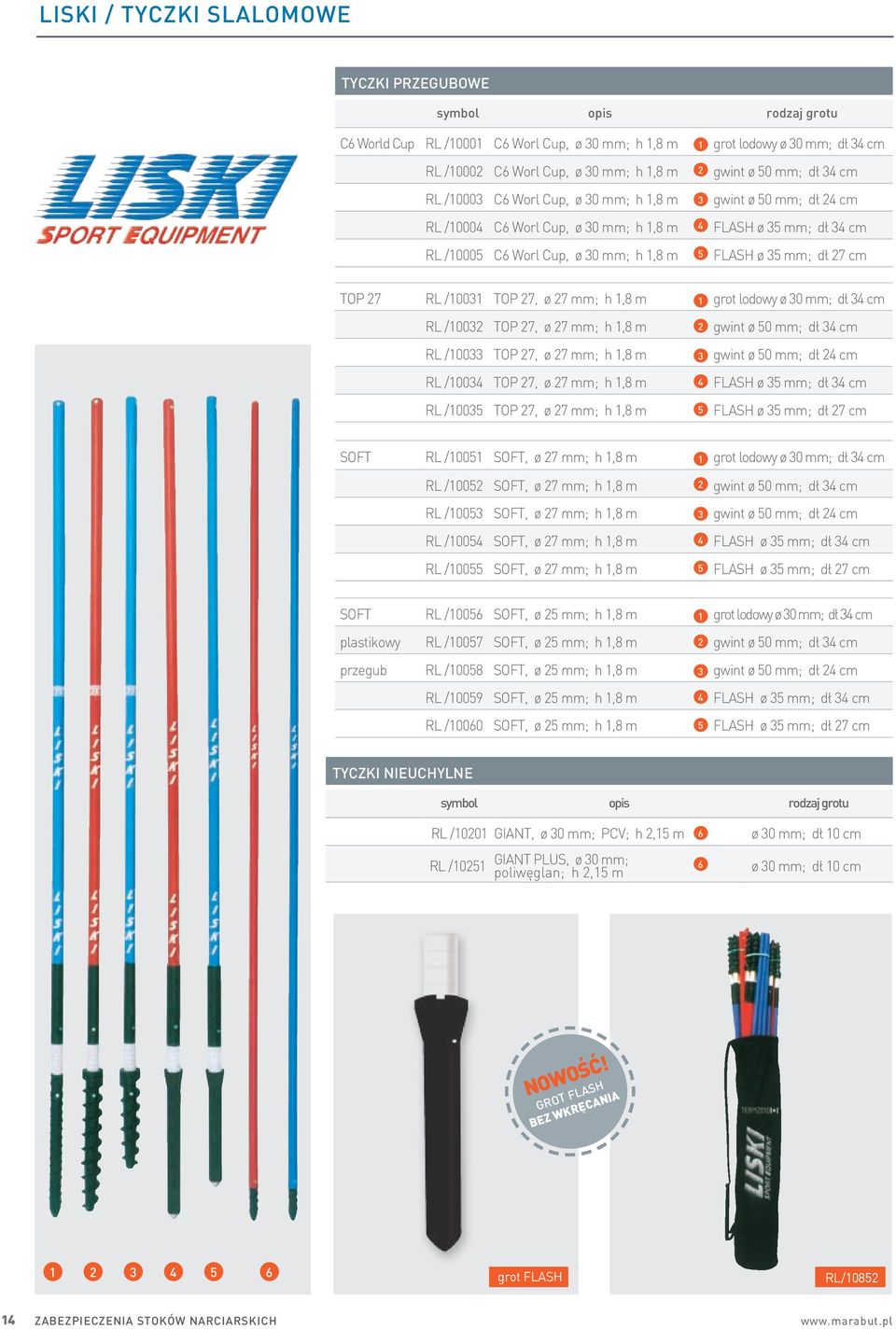 mm; dł 27 cm TOP 27 RL /10031 TOP 27, ø 27 mm; h 1,8 m 1 grot lodowy ø 30 mm; dł 34 cm RL /10032 TOP 27, ø 27 mm; h 1,8 m RL /10033 TOP 27, ø 27 mm; h 1,8 m RL /10034 TOP 27, ø 27 mm; h 1,8 m RL