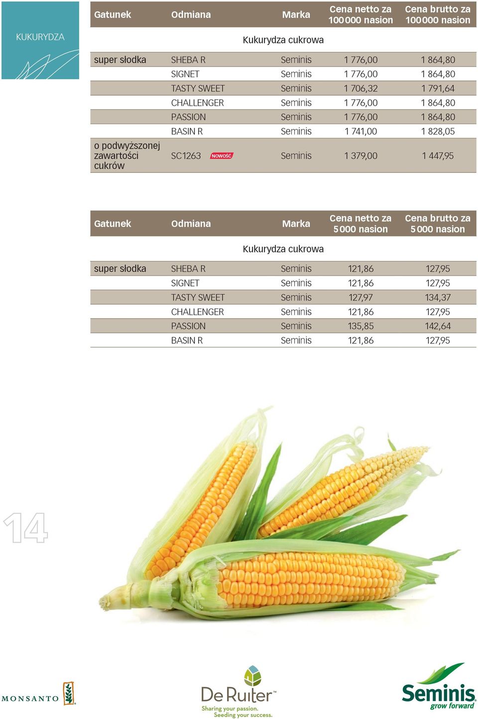 Seminis 1 741,00 1 828,05 SC1263 NOWOŚĆ Seminis 1 379,00 1 447,95 Kukurydza cukrowa 5 000 nasion 5 000 nasion super słodka SHEBA R Seminis 121,86