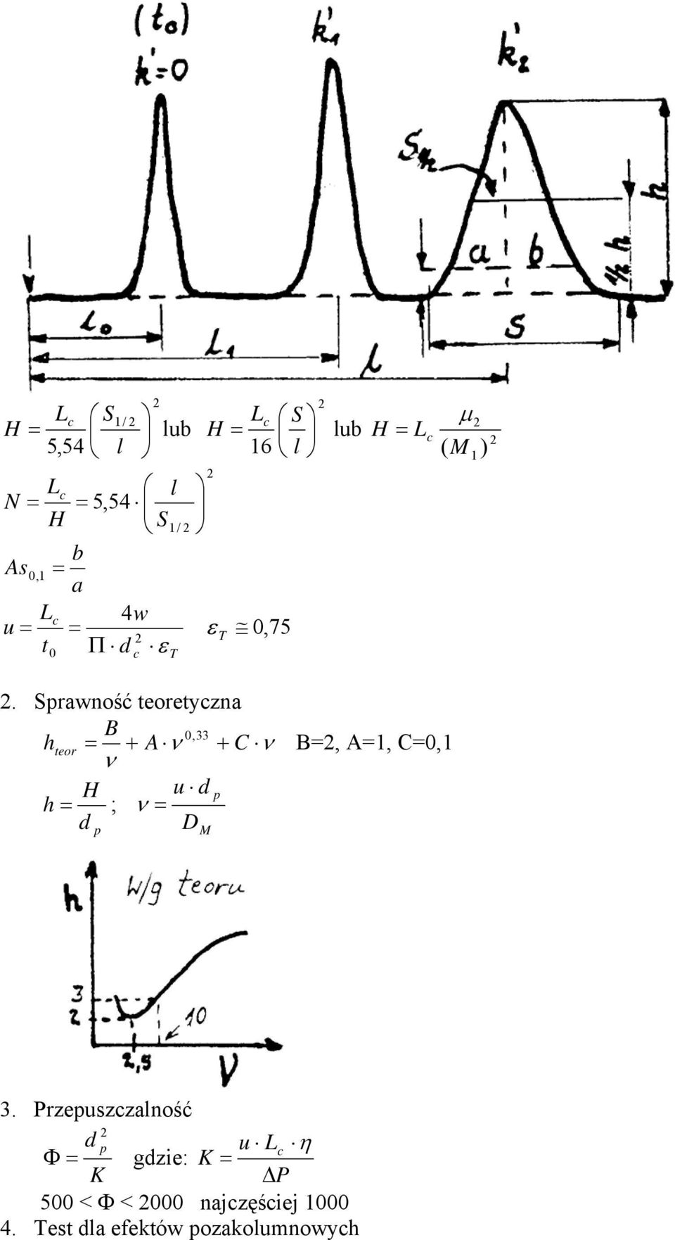 Sprawność teoretyczna B 0, 33 h teor = + A ν + C ν ν H u d p h = ; ν = D d p M B=,