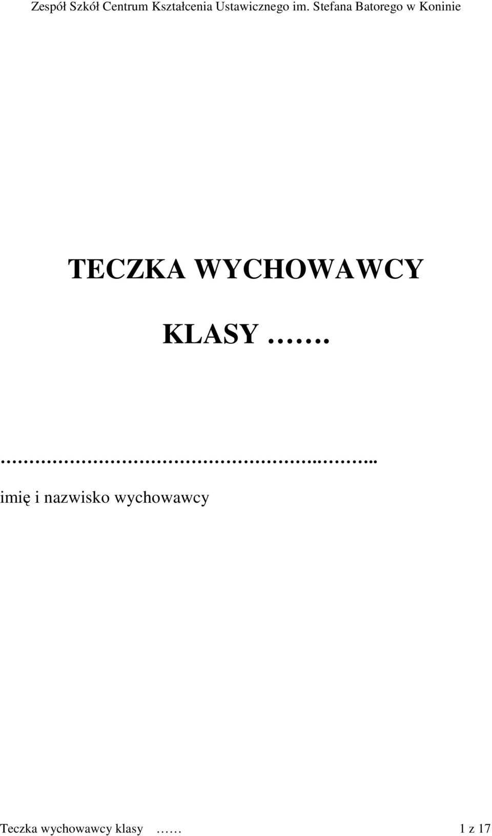 TECZKA WYCHOWAWCY KLASY. - PDF Darmowe pobieranie