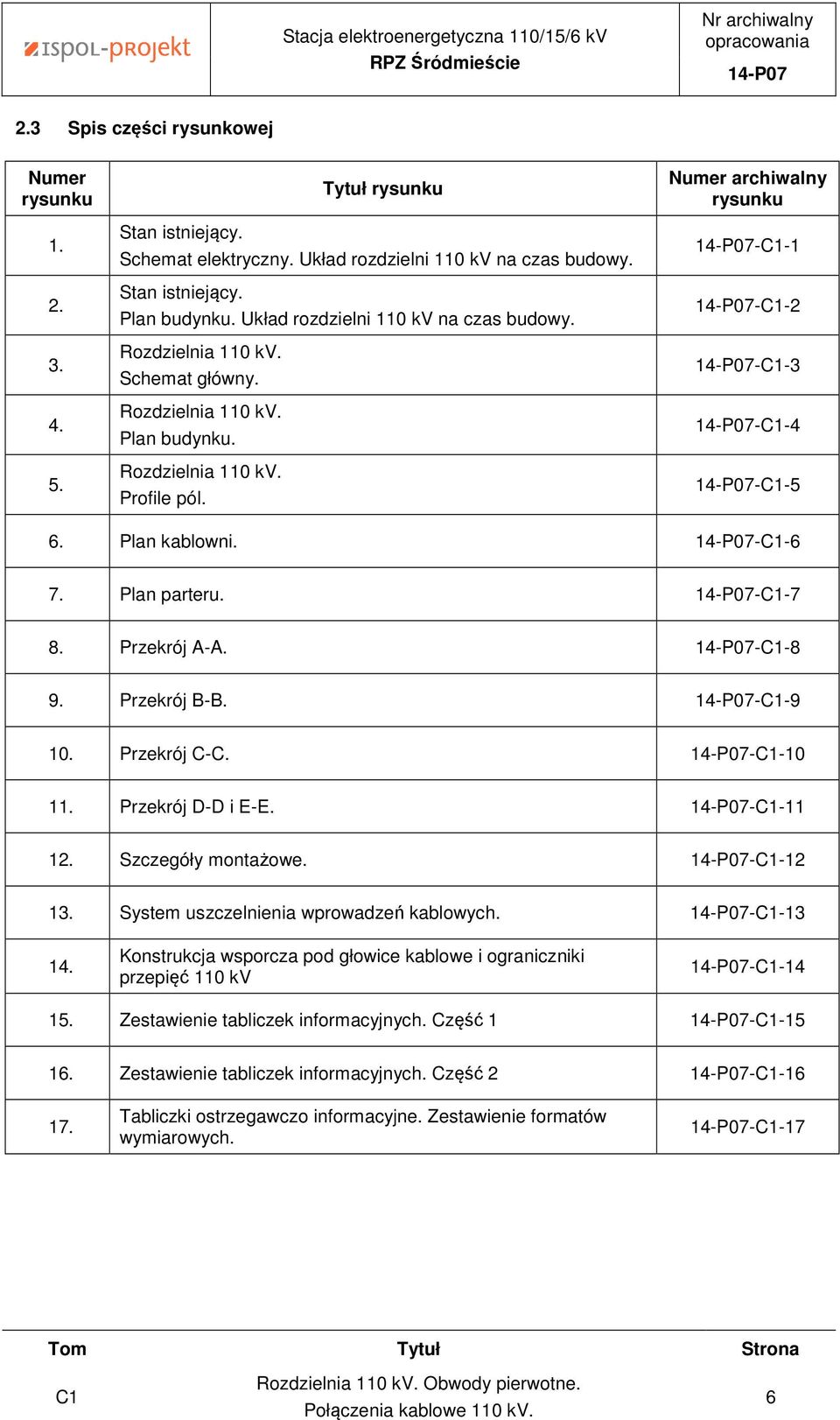 14-P07--1 14-P07--2 14-P07--3 14-P07--4 14-P07--5 6. Plan kablowni. 14-P07--6 7. Plan parteru. 14-P07--7 8. Przekrój A-A. 14-P07--8 9. Przekrój B-B. 14-P07--9 10. Przekrój C-C. 14-P07--10 11.