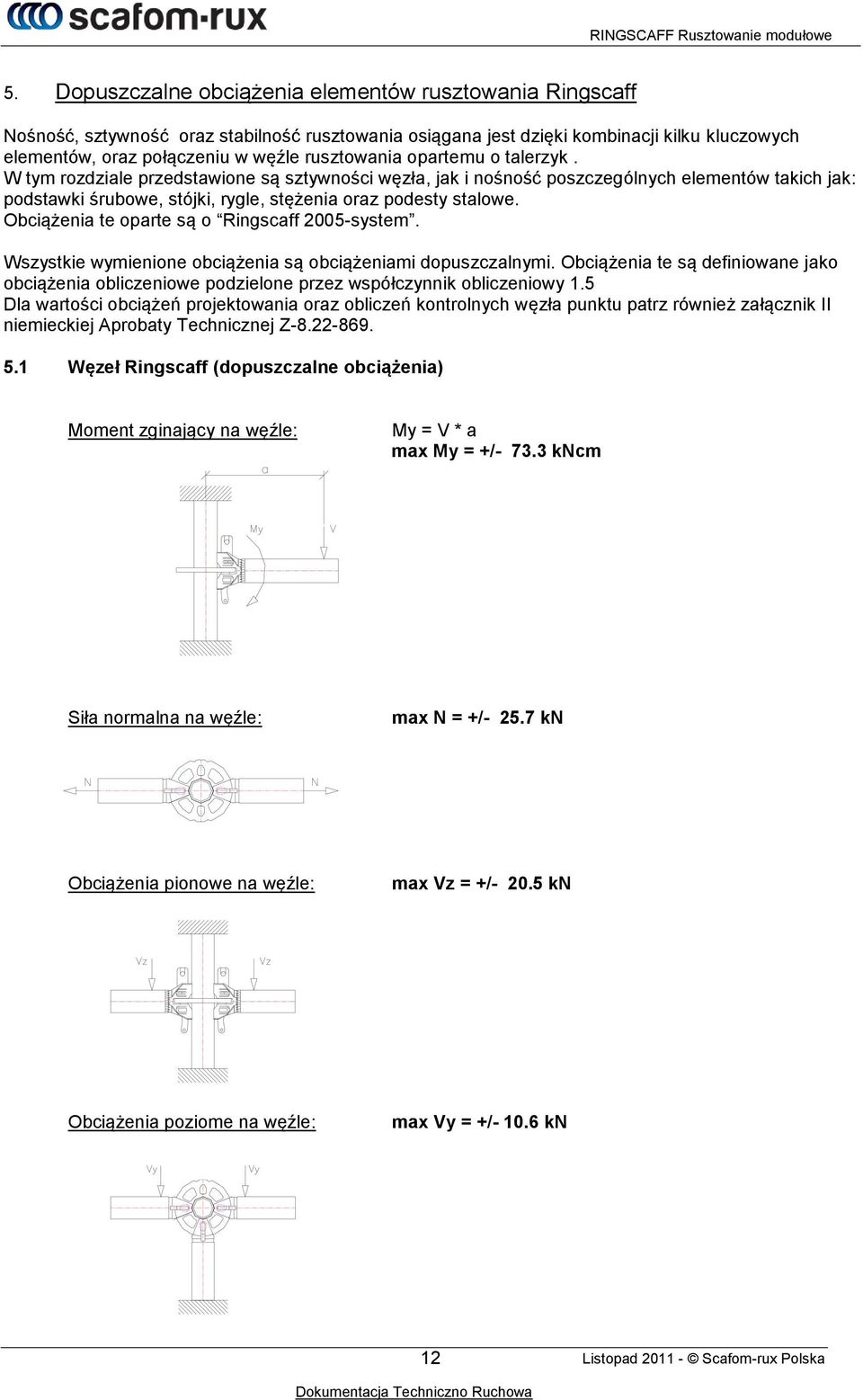 Obciążenia te oparte są o Ringscaff 2005-system. Wszystkie wymienione obciążenia są obciążeniami dopuszczalnymi.