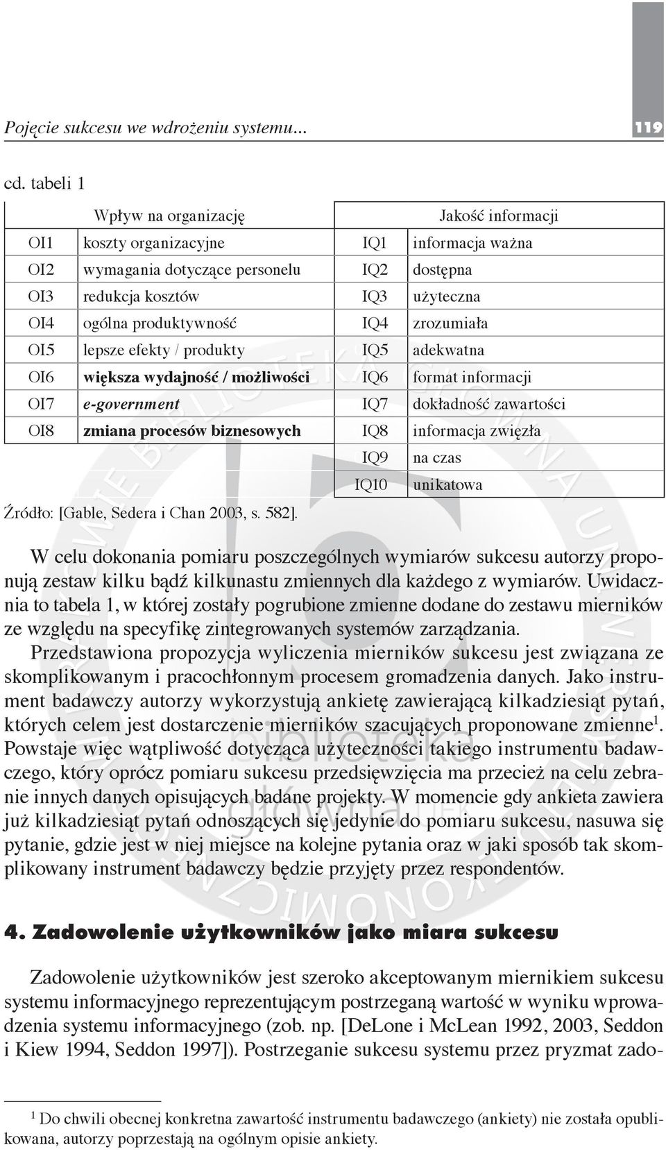 produktywność 0IQ4 zrozumiała OI5 lepsze efekty / produkty 0IQ5 adekwatna OI6 większa wydajność / możliwości 0IQ6 format informacji OI7 e-government 0IQ7 dokładność zawartości OI8 zmiana procesów