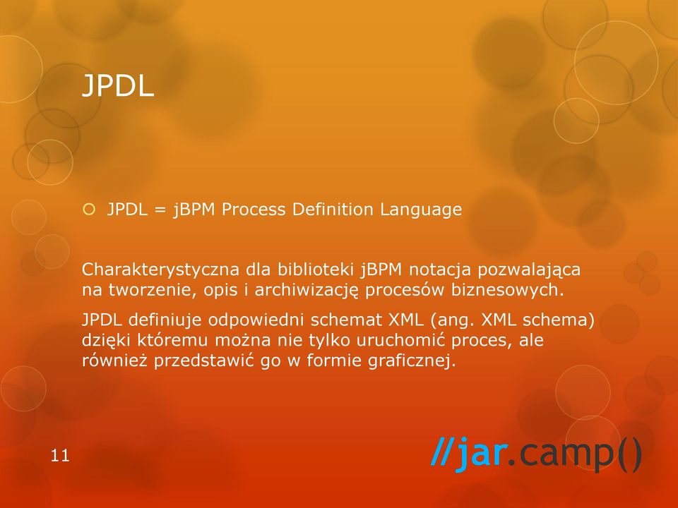 biznesowych. JPDL definiuje odpowiedni schemat XML (ang.