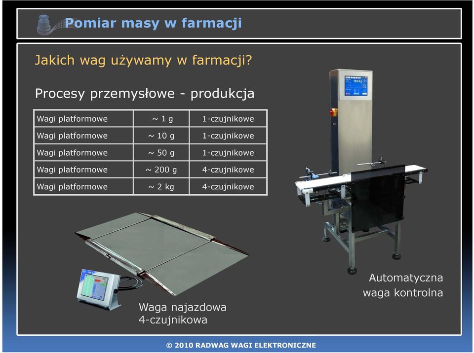 platformowe ~ 10 g 1-czujnikowe Wagi platformowe ~ 50 g 1-czujnikowe Wagi