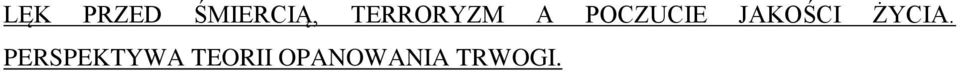 JAKOŚCI ŻYCIA.