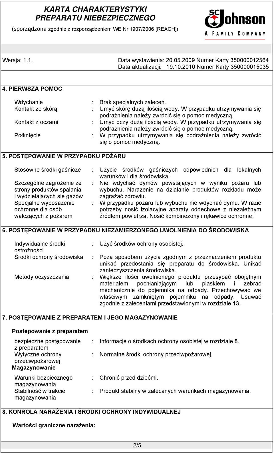 Połknięcie : W przypadku utrzymywania się podrażnienia należy zwrócić się o pomoc medyczną. 5.