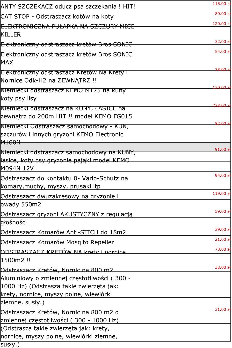 Kretów Na Krety i Nornice Odk-H2 na ZEWNĄTRZ!! Niemiecki odstraszacz KEMO M175 na kuny koty psy lisy Niemiecki odstraszacz na KUNY, ŁASICE na zewnątrz do 200m HIT!