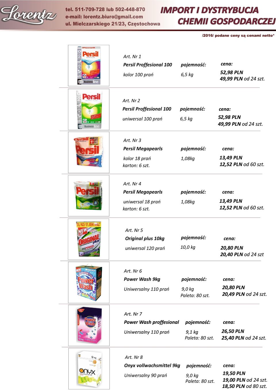 Nr 3 Persil Megapearls kolor 18 prań 1,08kg Art. Nr 4 Persil Megapearls uniwersal 18 prań 1,08kg Art.