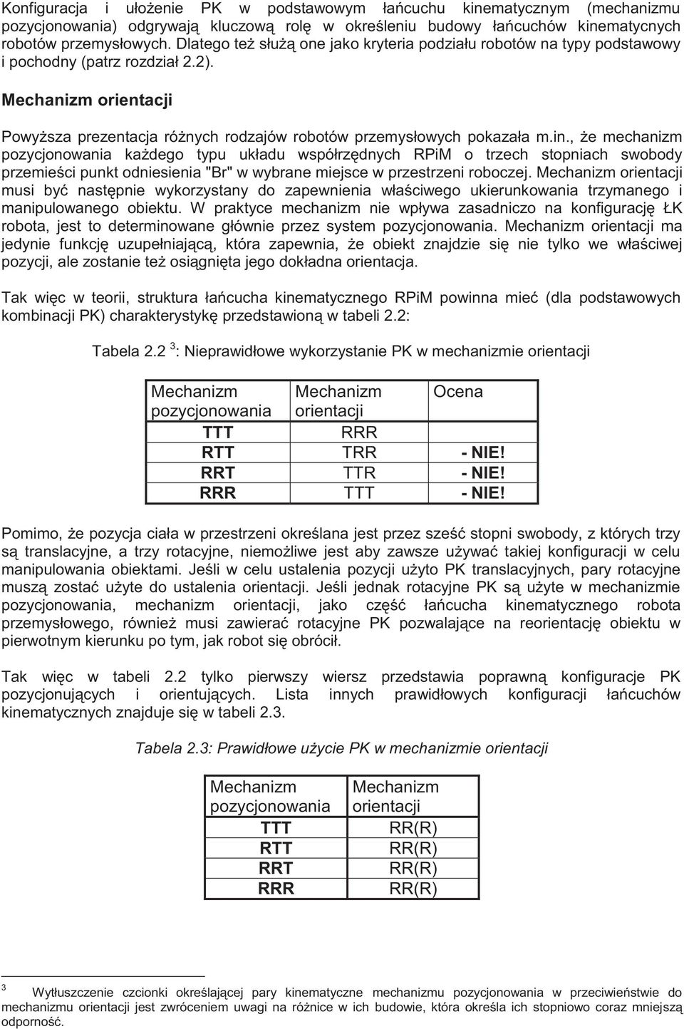 , że mechanizm pozycjonowania każdego typu układu współrzędnych RPiM o trzech stopniach swobody przemieści punkt odniesienia "Br" w wybrane miejsce w przestrzeni roboczej.