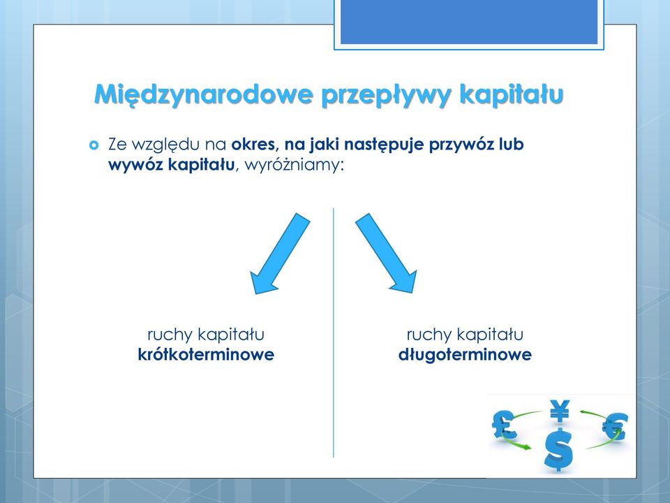 lub wywóz kapitału, wyróżniamy: ruchy