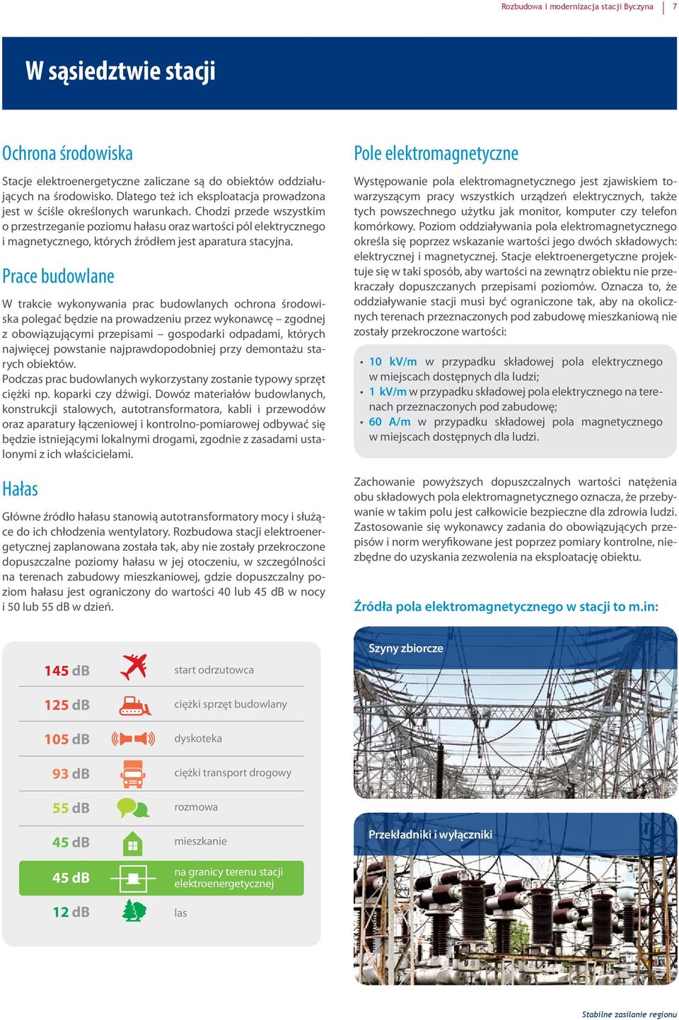 Chodzi przede wszystkim o przestrzeganie poziomu hałasu oraz wartości pól elektrycznego i magnetycznego, których źródłem jest aparatura stacyjna.