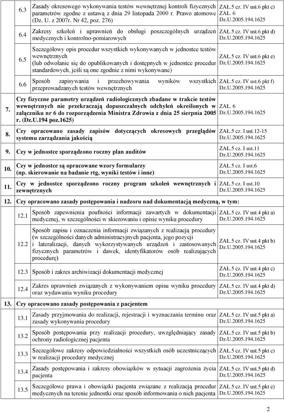 się do opublikowanych i dostępnych w jednostce procedur standardowych, jeśli są one zgodnie z nimi wykonywane) Sposób zapisywania i przechowywania wyników wszystkich przeprowadzanych testów