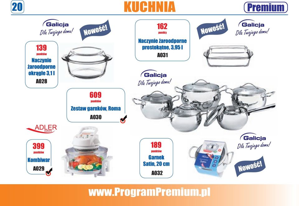 prostokątne, 3,95 l A031 609 Zestaw garnków,