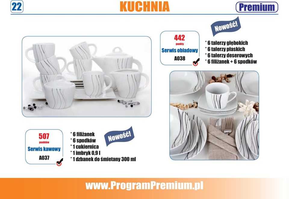 filiżanek + 6 spodków 507 Serwis kawowy A037 * 6 filiżanek *