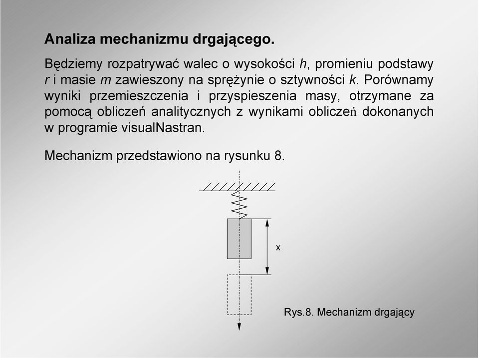 sprężynie o sztywności k.