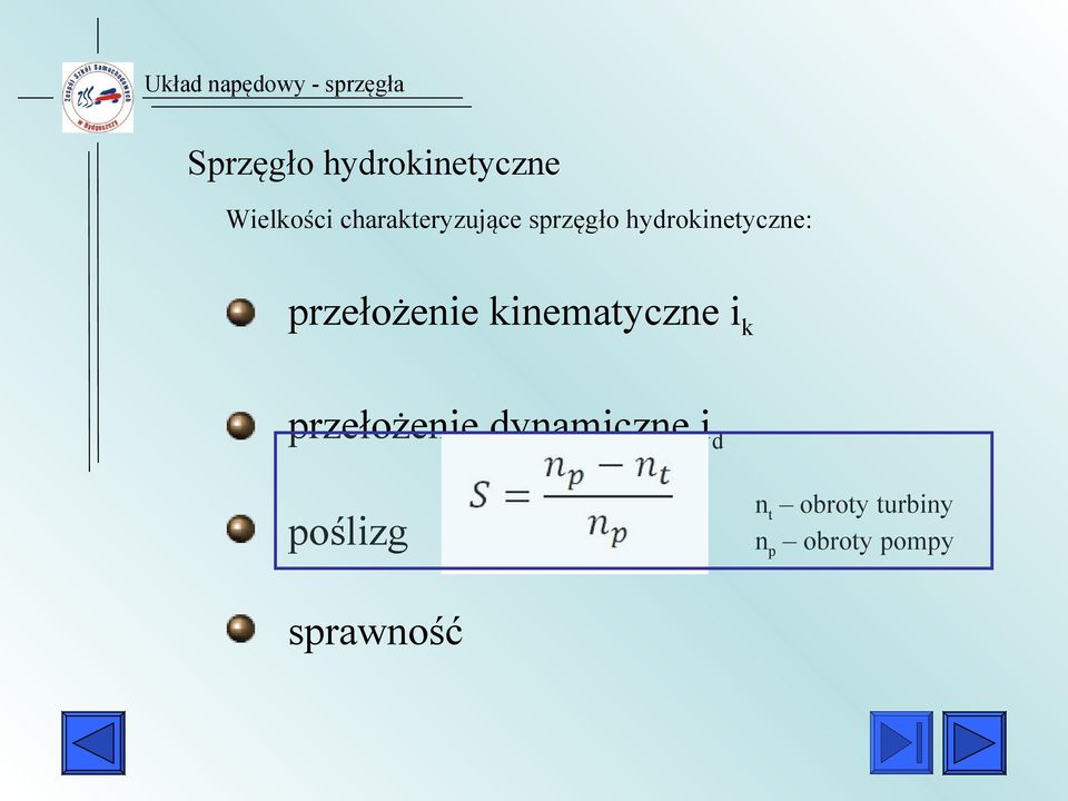 przełożenie kinematyczne ik przełożenie