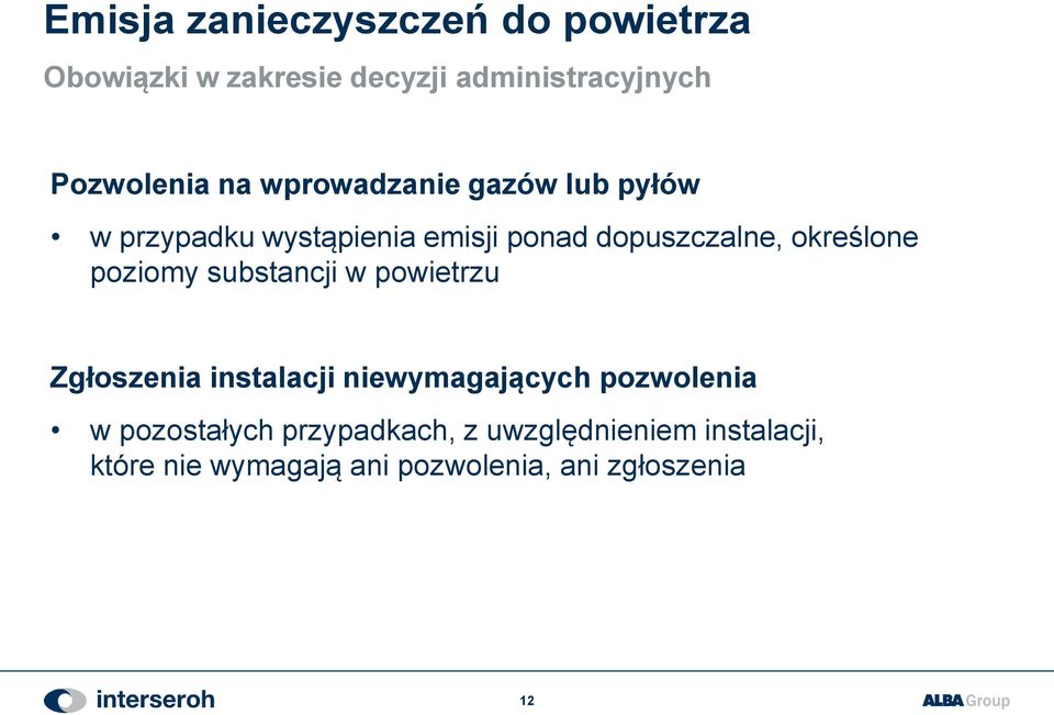 poziomy substancji w powietrzu Zgłoszenia instalacji niewymagających pozwolenia w pozostałych