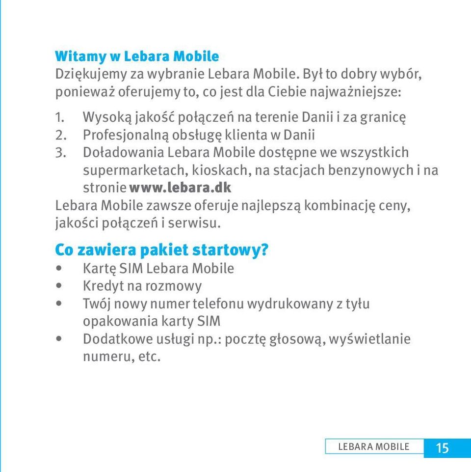 Witamy w Lebara Mobile Co zawiera pakiet startowy? - PDF Darmowe pobieranie