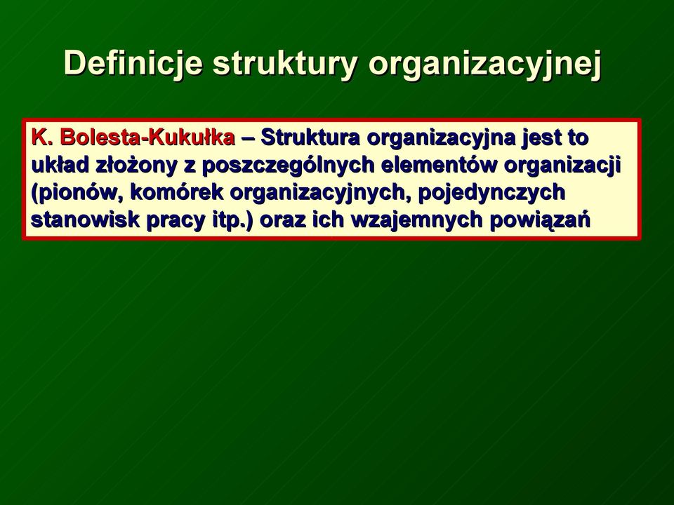 złożony z poszczególnych elementów organizacji (pionów,