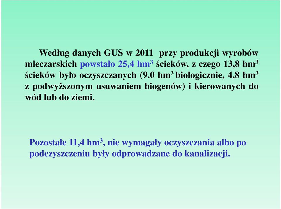 0 hm 3 biologicznie, 4,8 hm 3 z podwyższonym usuwaniem biogenów) i kierowanych do